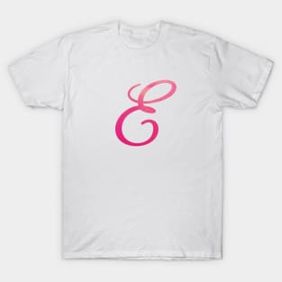 Letter E Monogram, Pink Color Personalized Design T-Shirt